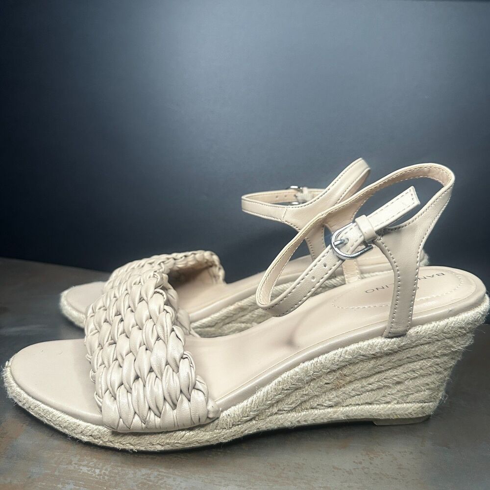 Bandolino Wedge Sandal 11 Espadrille Ankle Strap Summer Resort Nude Cream Jingle - Picture 3 of 9